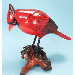 Cardinal , painted wood carving